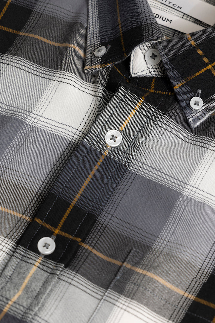 Bold Block Line Ash Grey Checks Shirts