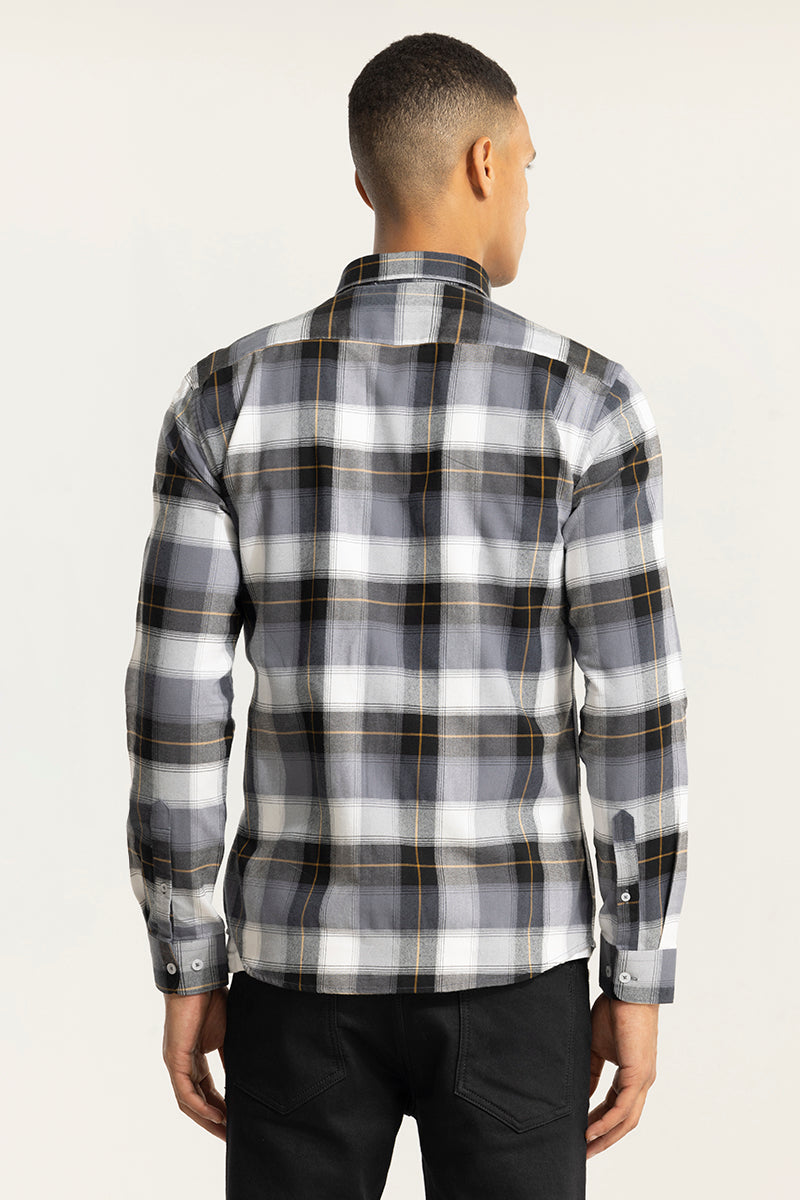 Bold Block Line Ash Grey Checks Shirts