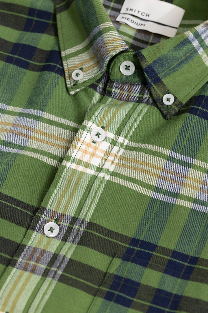 Bold Block Line Green Checks Shirt