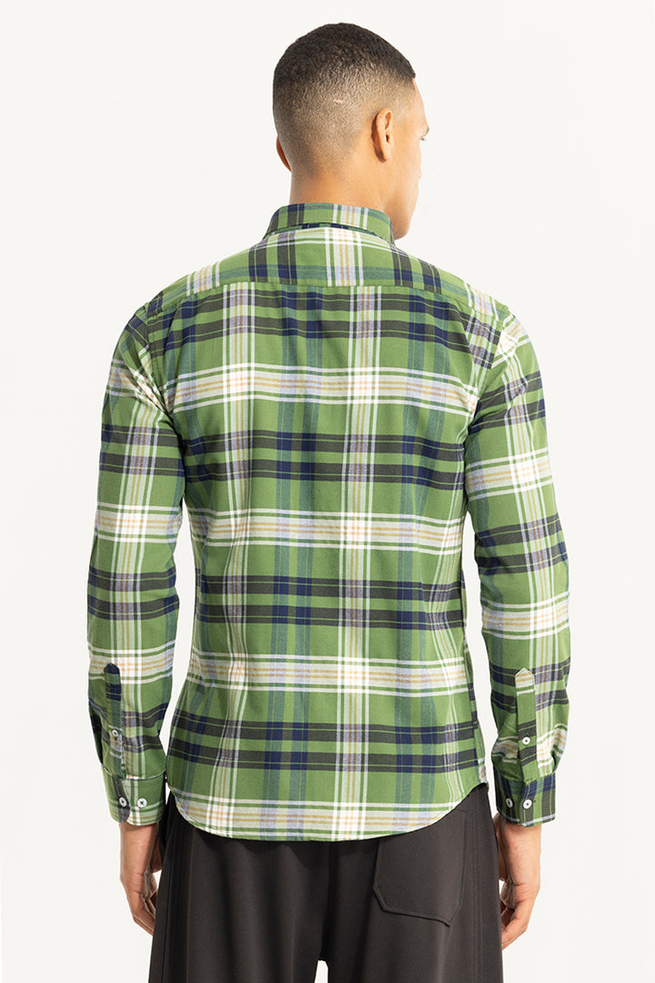 Bold Block Line Green Checks Shirt