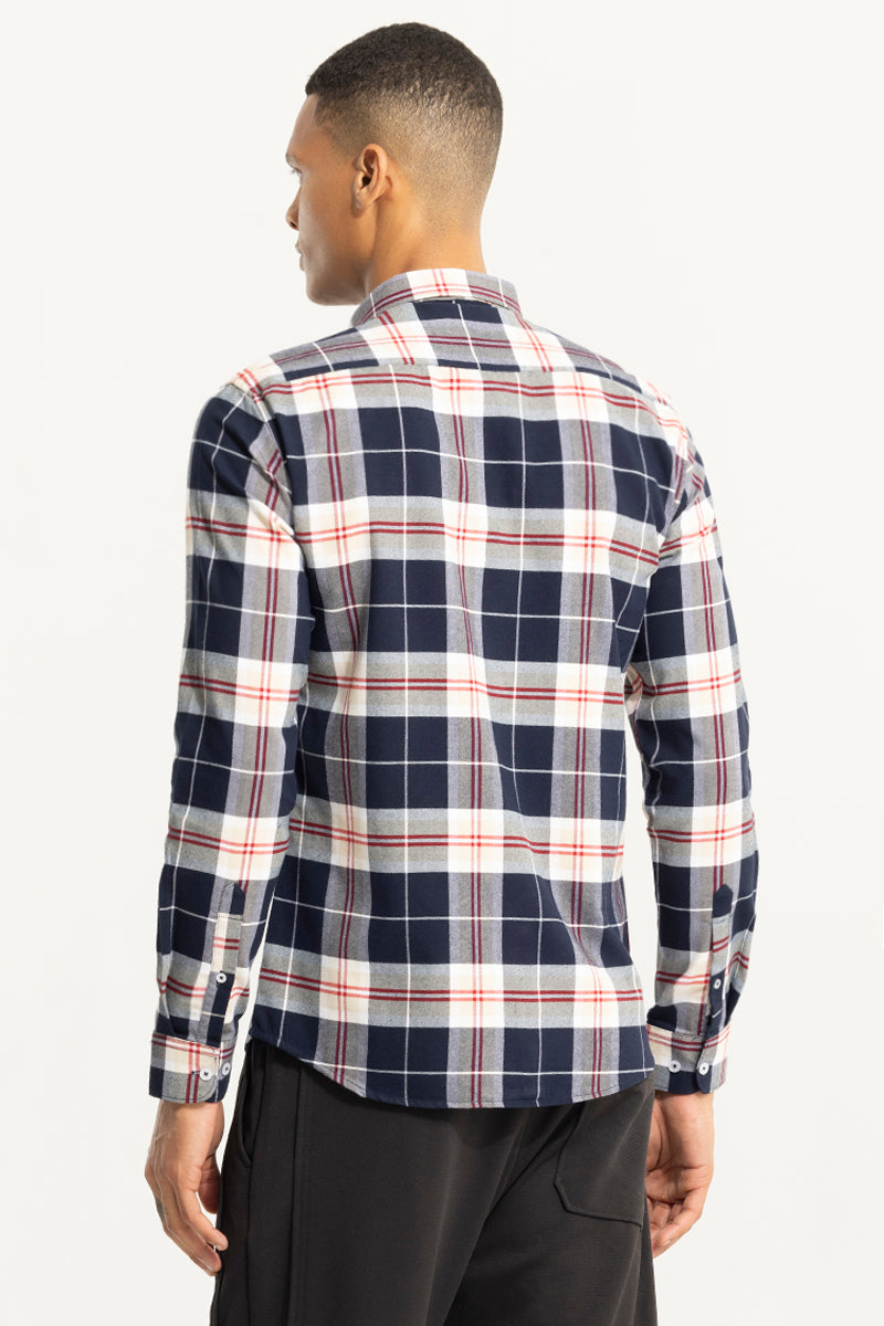 Bold Block Line Dark Navy Checks Shirt