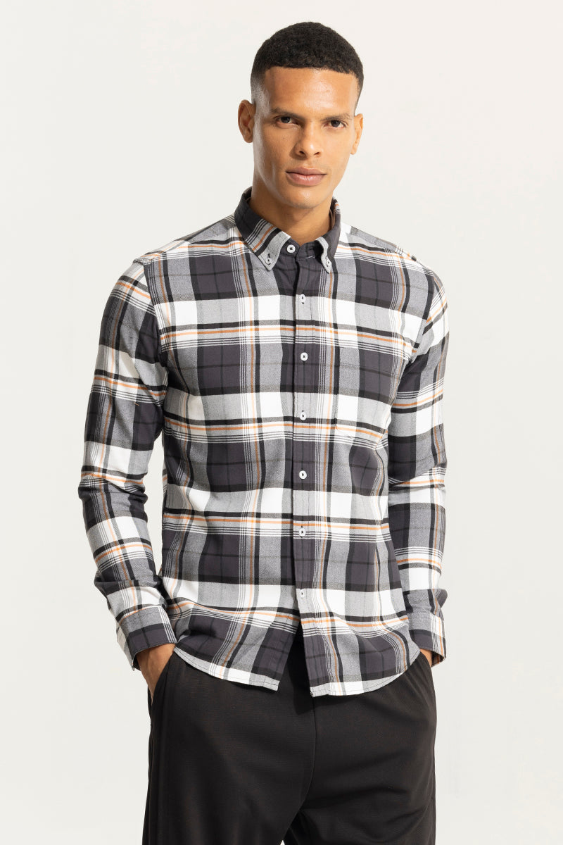 Bold Block Line Mink Grey Checks Shirt