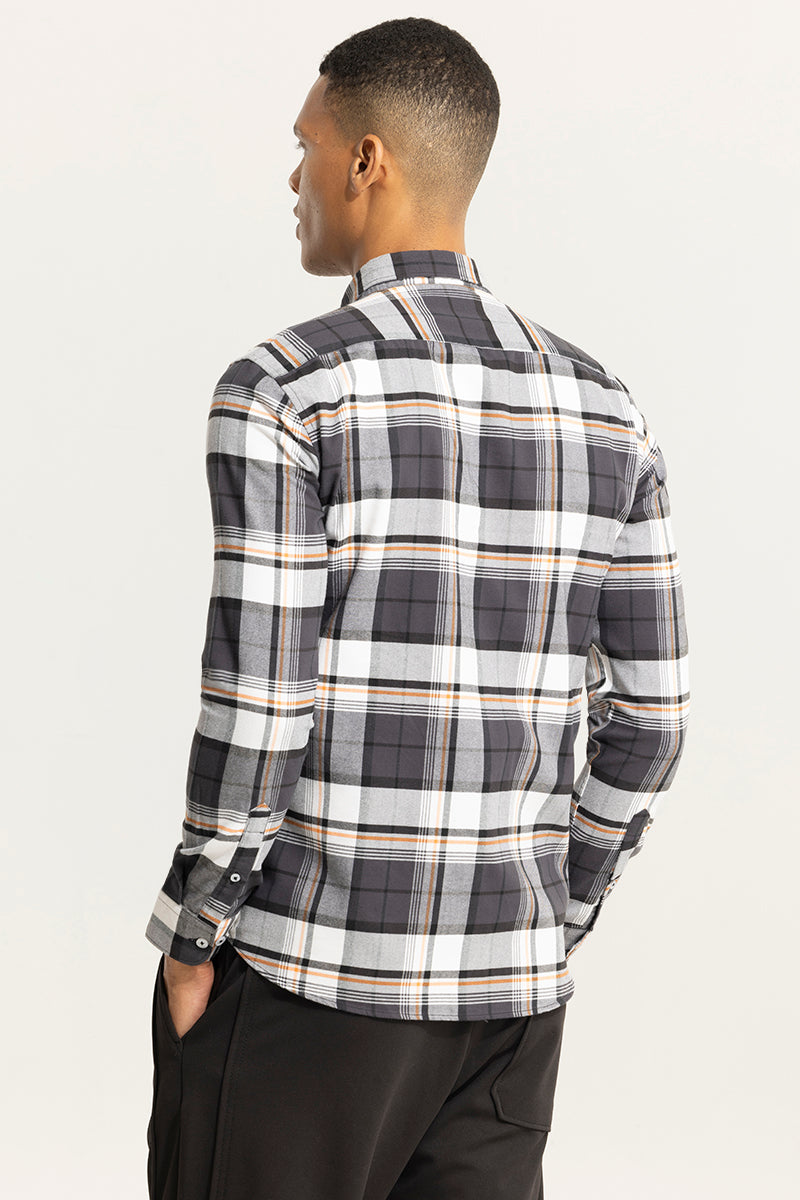 Bold Block Line Mink Grey Checks Shirt