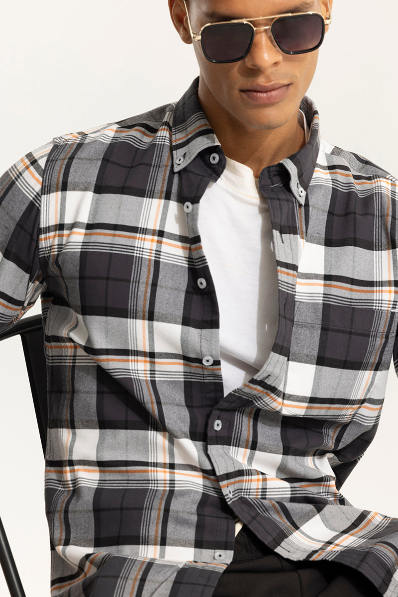 Bold Block Line Mink Grey Checks Shirt