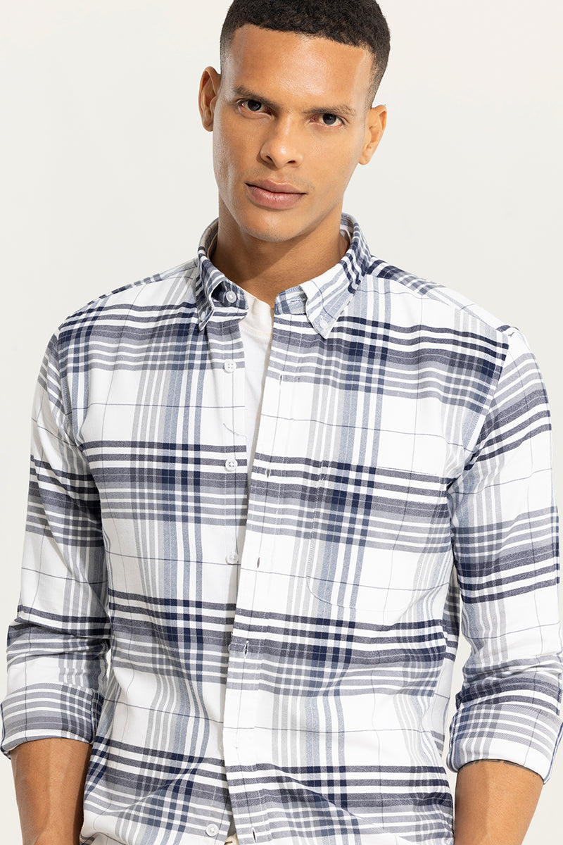 Bold Block Line White Checks Shirt