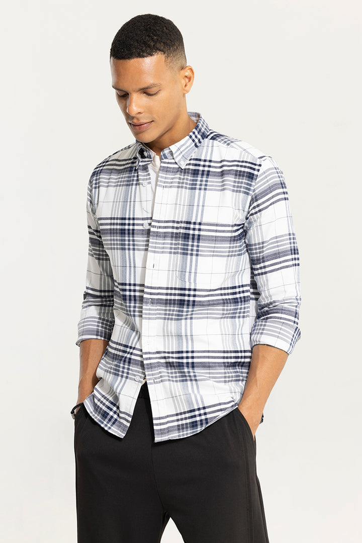 Buy Men's Bold Block Line White Checks Shirt Online | SNITCH