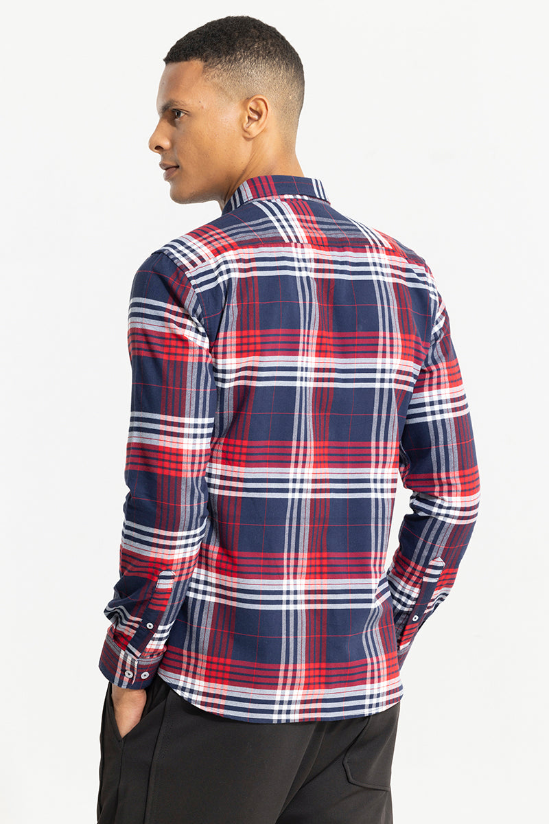 Bold Block Line Navy Red Checks  Shirt