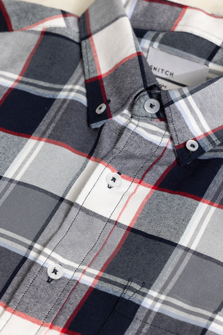 Bold Block Line Steel Grey Checks  Shirt