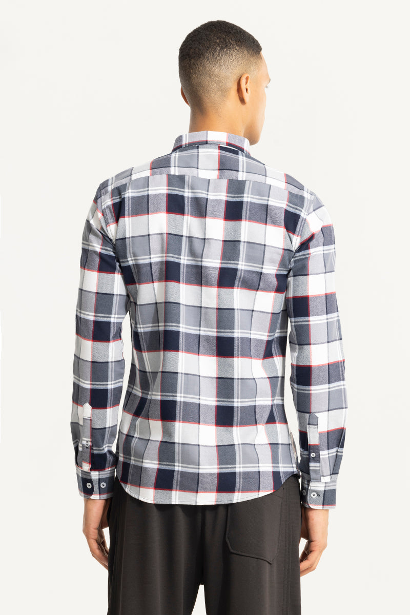 Bold Block Line Steel Grey Checks  Shirt