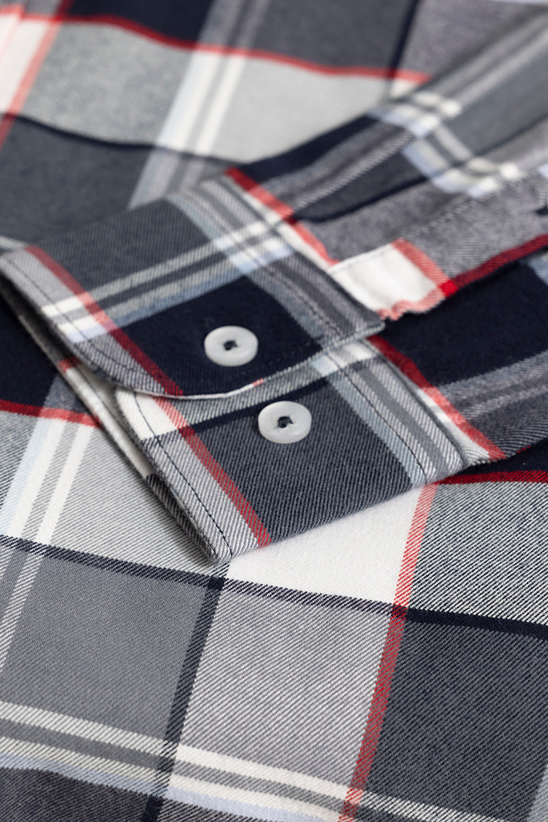 Bold Block Line Steel Grey Checks  Shirt