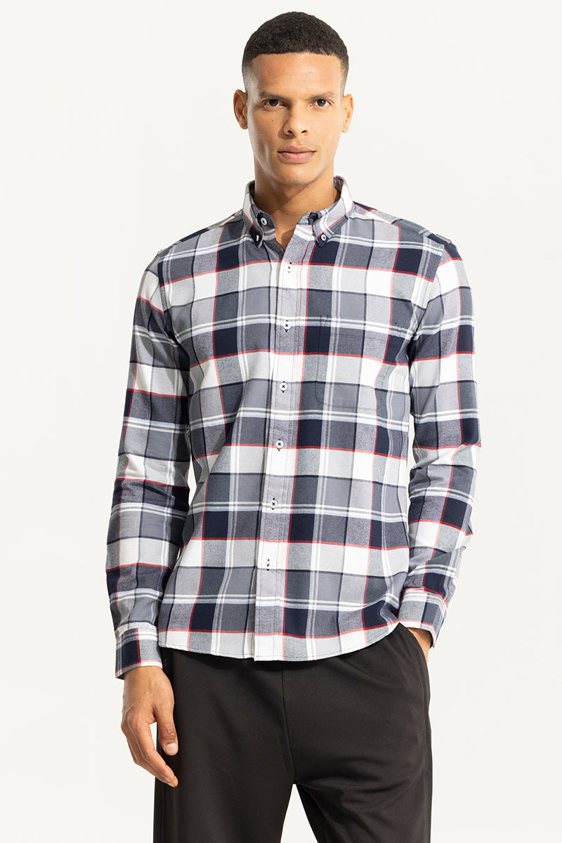 Bold Block Line Steel Grey Checks  Shirt