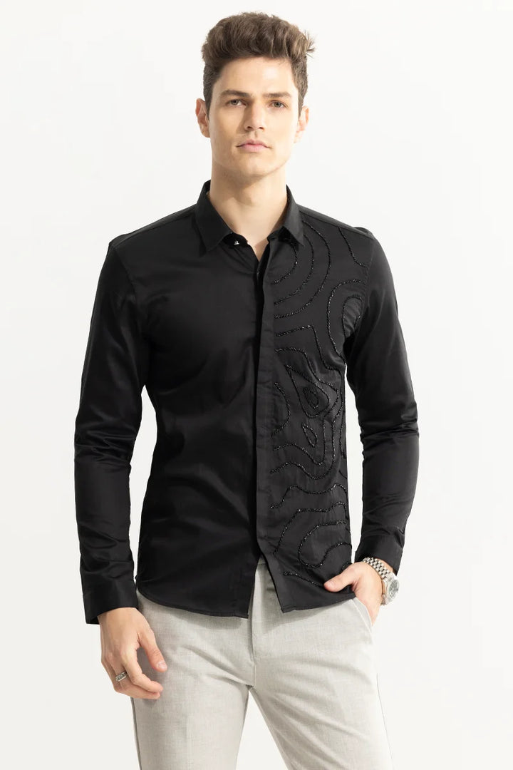 Grafer Beaded Black Shirt