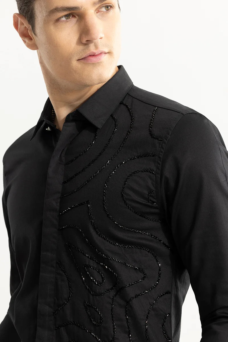 Grafer Beaded Black Shirt