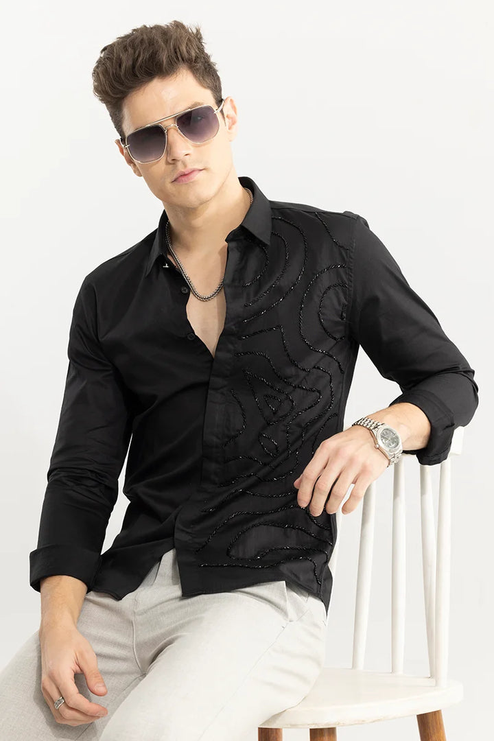 Grafer Beaded Black Shirt