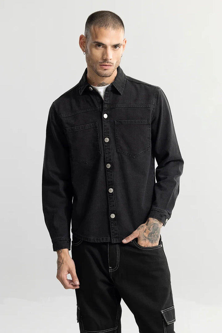 Super Denim Washed Black Shirt