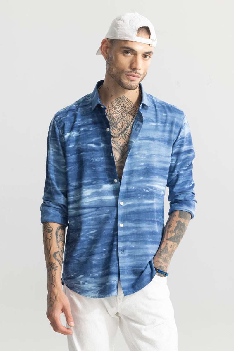 Muslin Tie Dye Blue Shirt