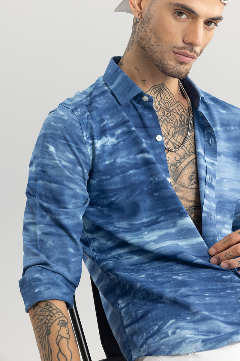 Muslin Tie Dye Blue Shirt