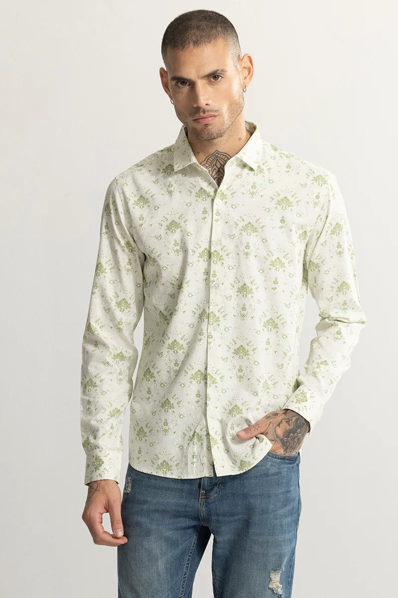 Ornament Motif Green Shirt