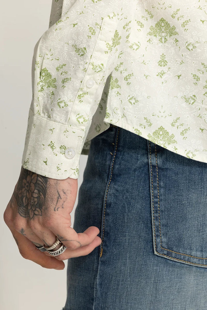 Ornament Motif Green Shirt