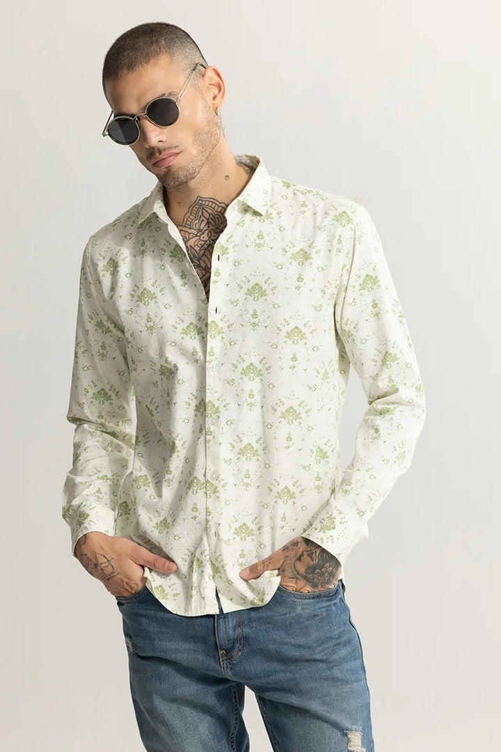 Ornament Motif Green Shirt