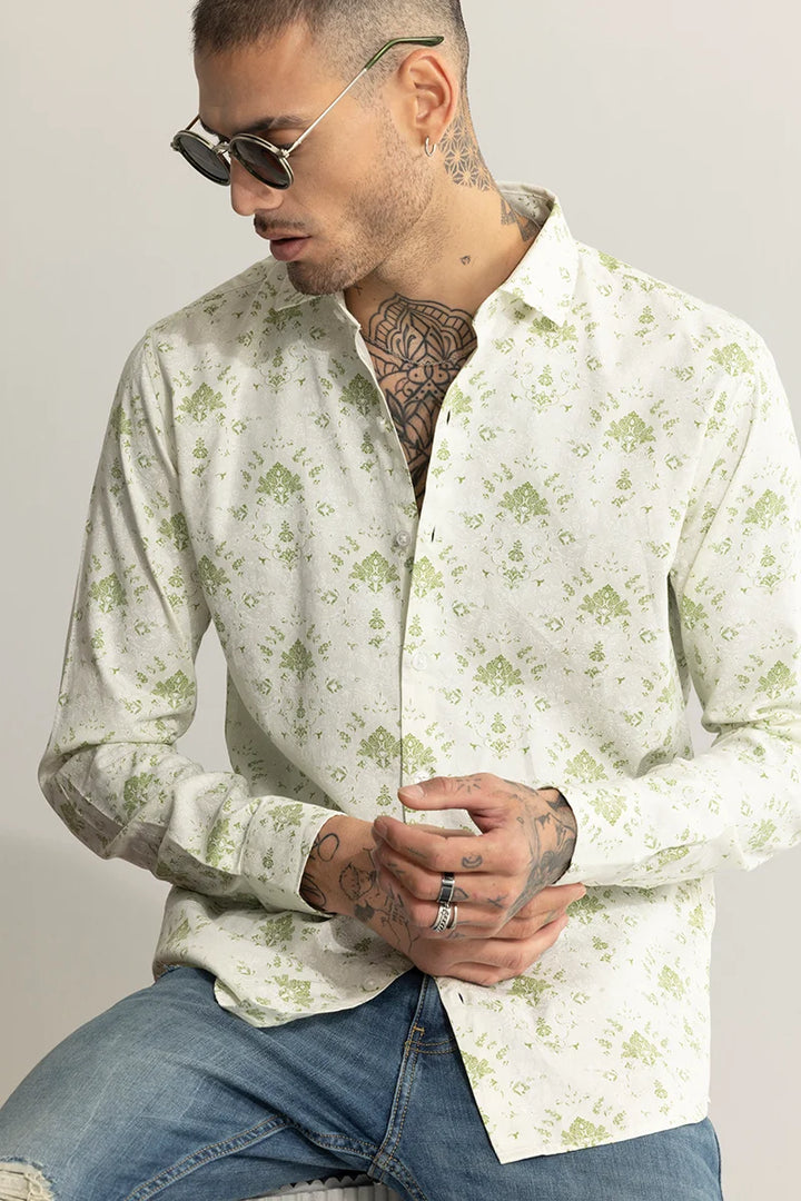 Ornament Motif Green Shirt