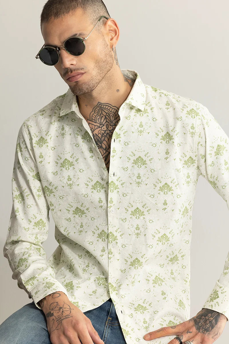 Ornament Motif Green Shirt