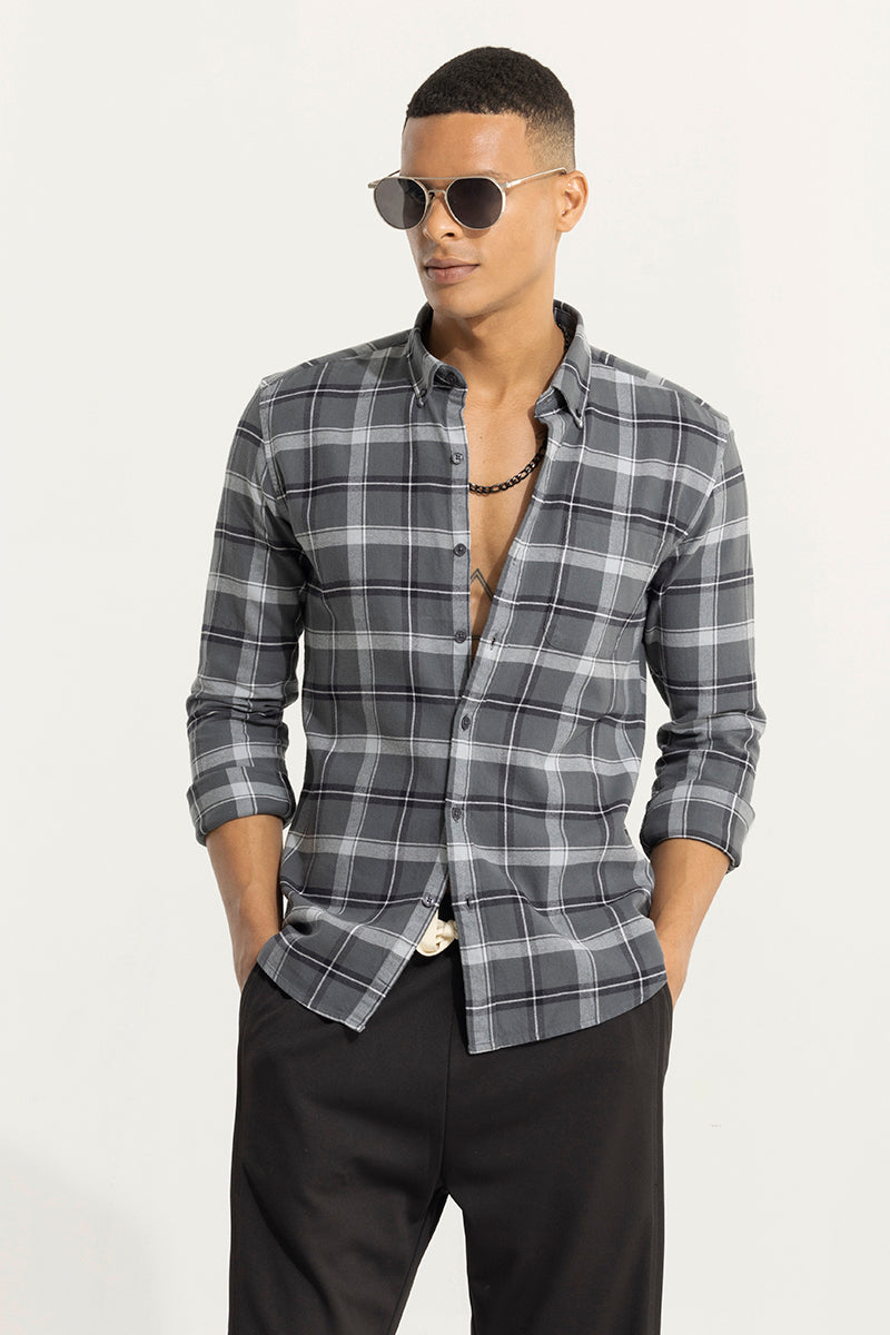 Fogey Ash Grey Checks Shirt