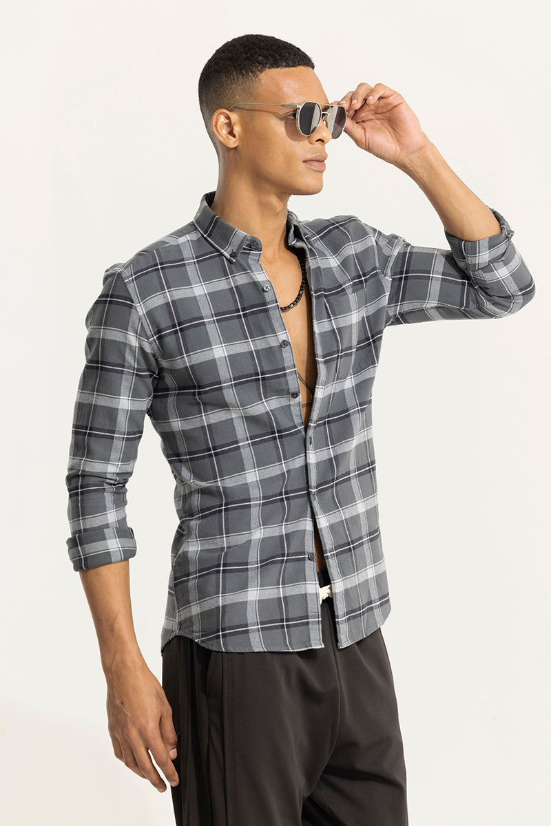 Fogey Ash Grey Checks Shirt