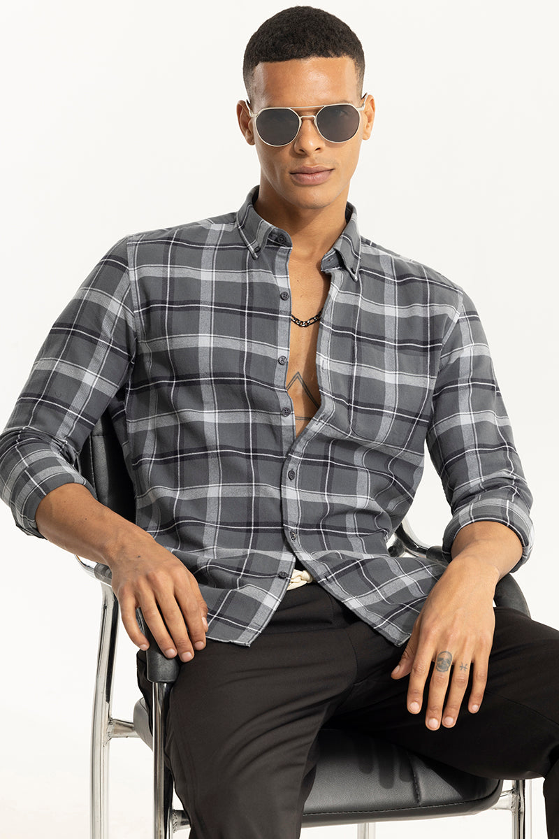 Fogey Ash Grey Checks Shirt