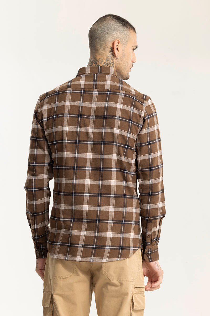 Fogey Mocha Brown Checks Shirt