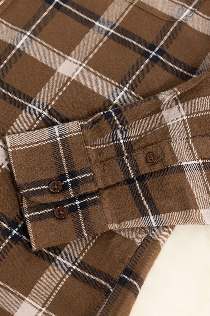 Fogey Mocha Brown Checks Shirt