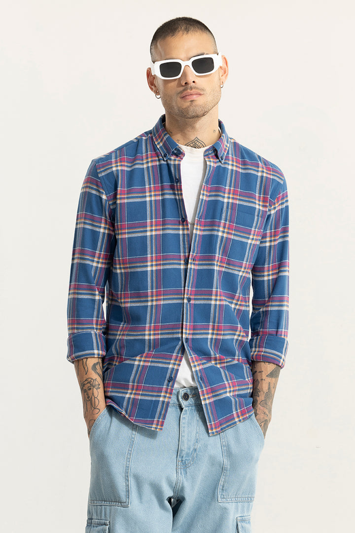 Fogey Cobalt Blue Checks Shirt