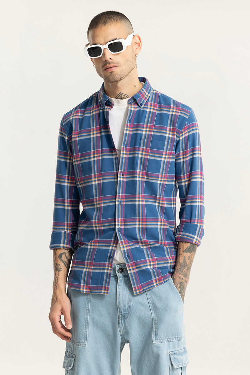 Fogey Cobalt Blue Checks Shirt