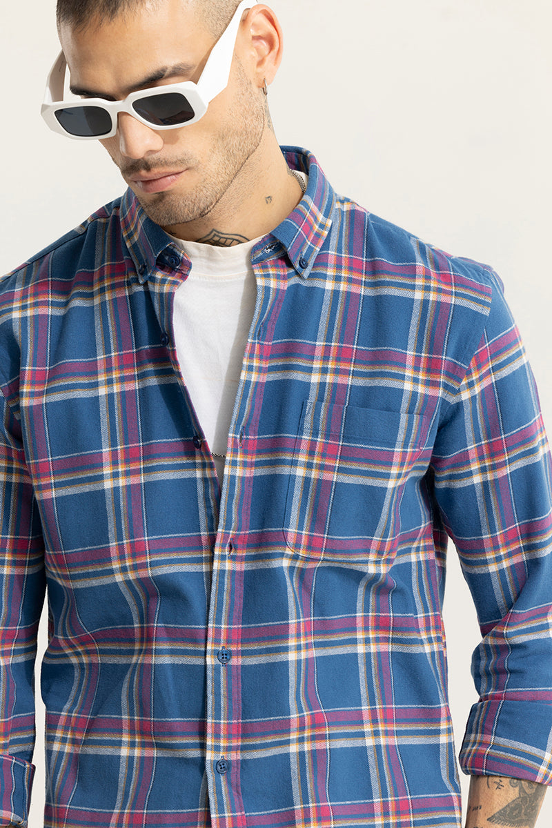 Fogey Cobalt Blue Checks Shirt