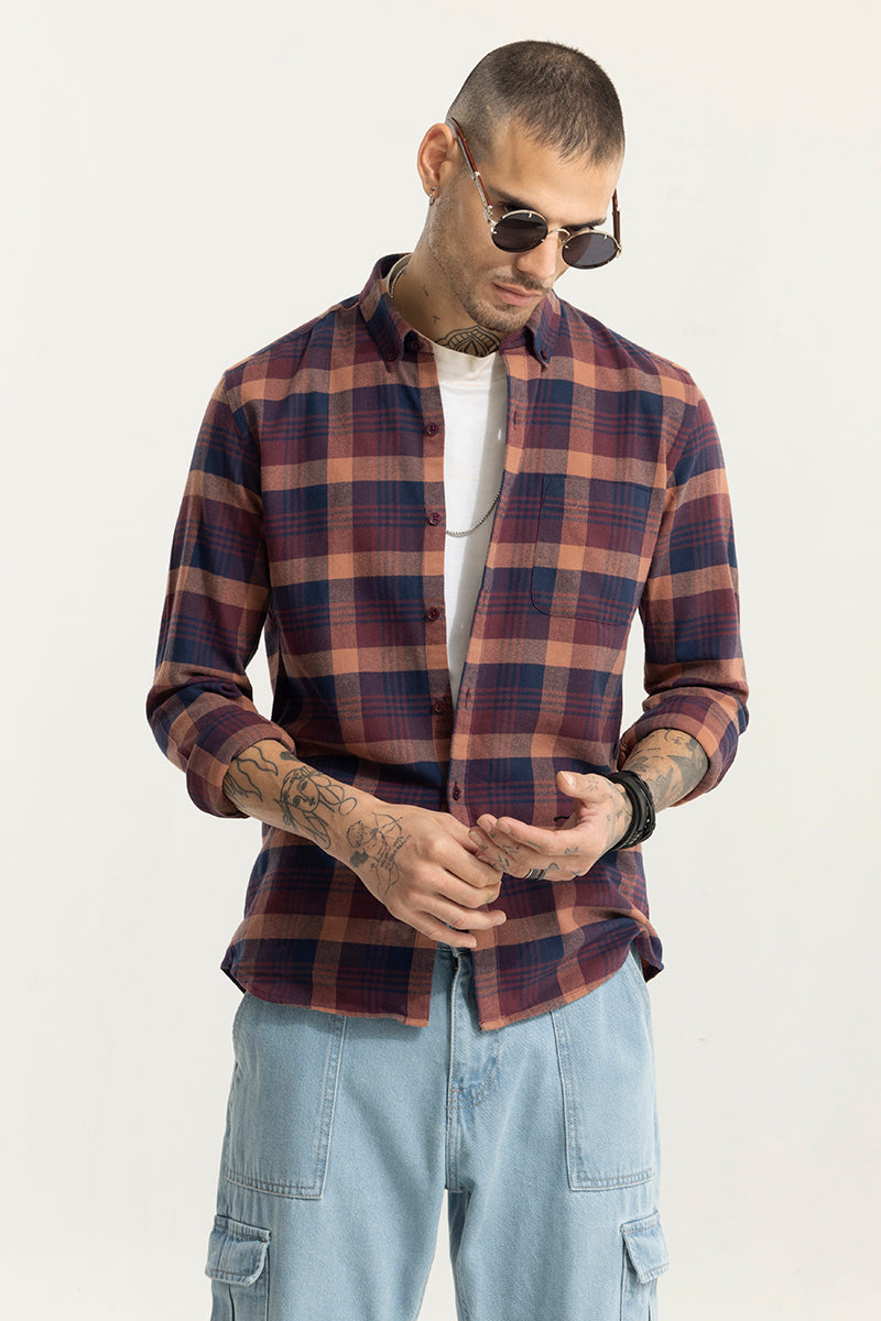 Fogey Plum Purple Checks Shirt