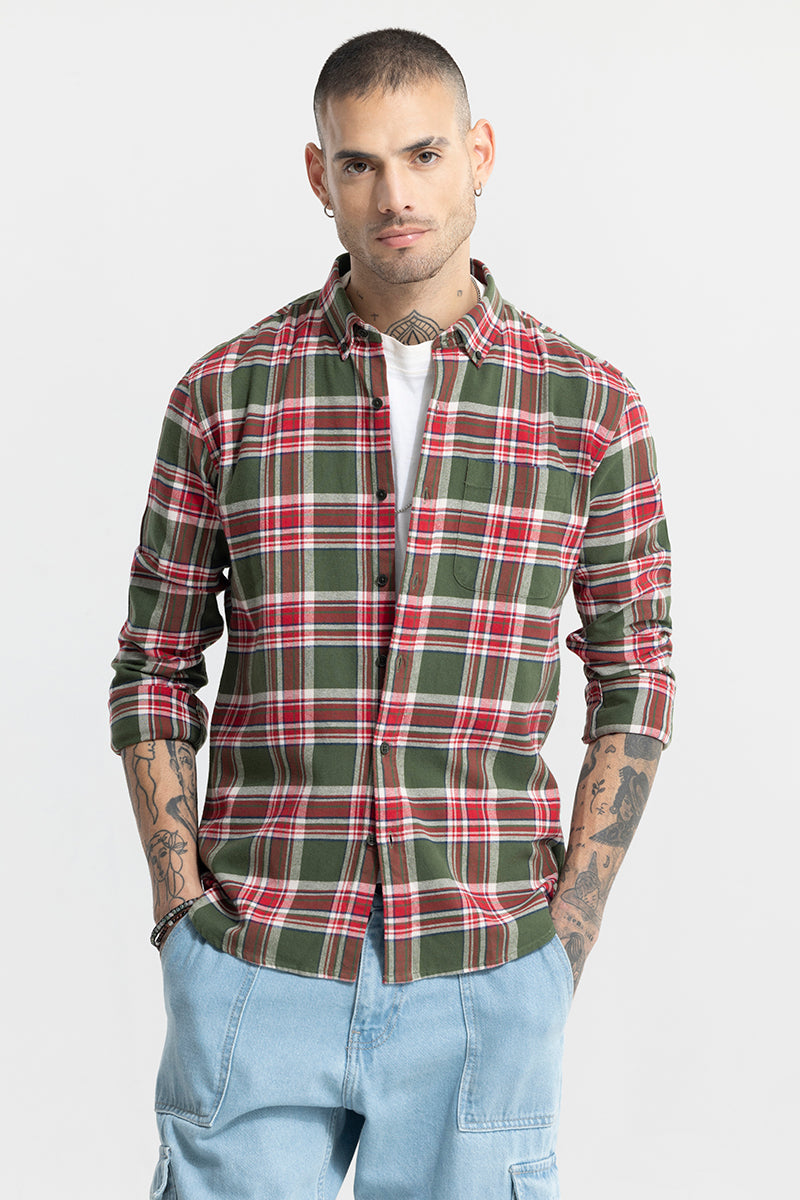 Fogey Merry Green Checks Shirt