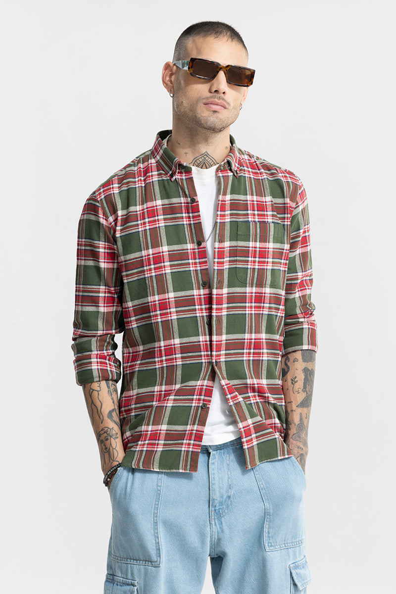 Fogey Merry Green Checks Shirt