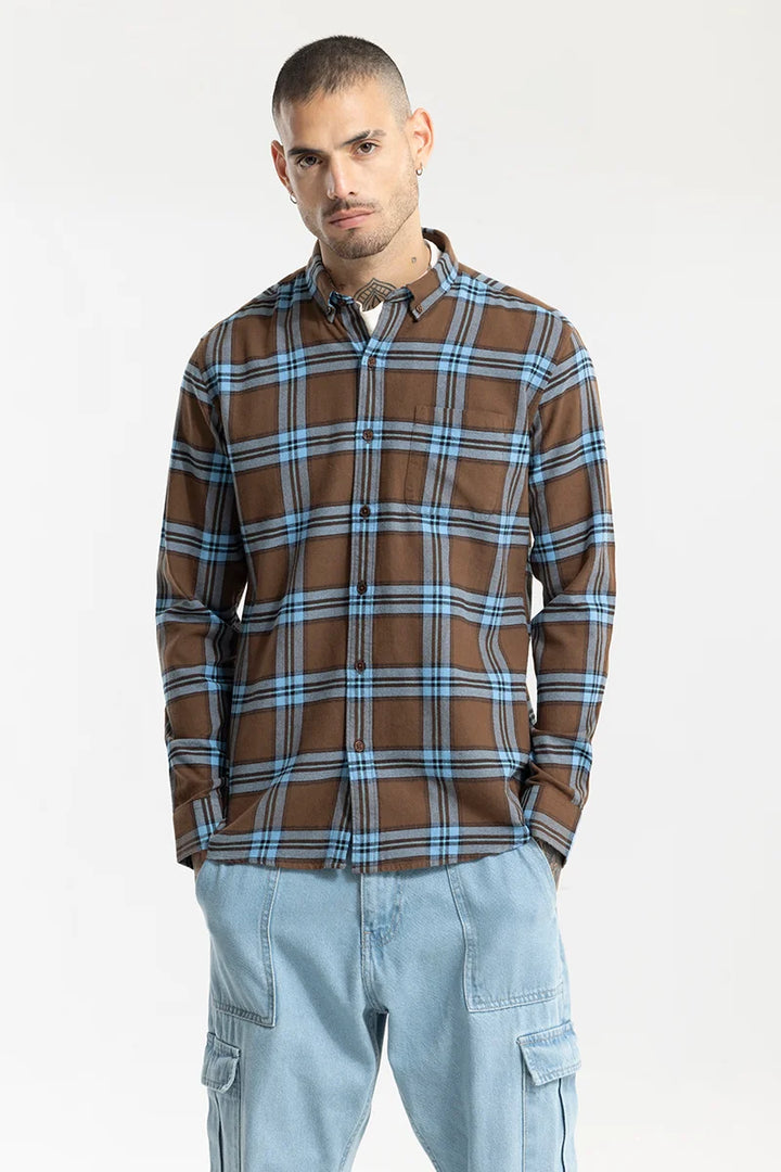 Fogey Caramel Brown Checks Shirt