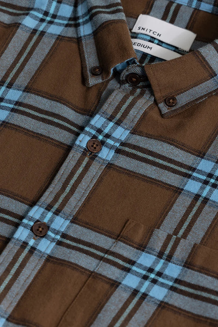 Fogey Caramel Brown Checks Shirt