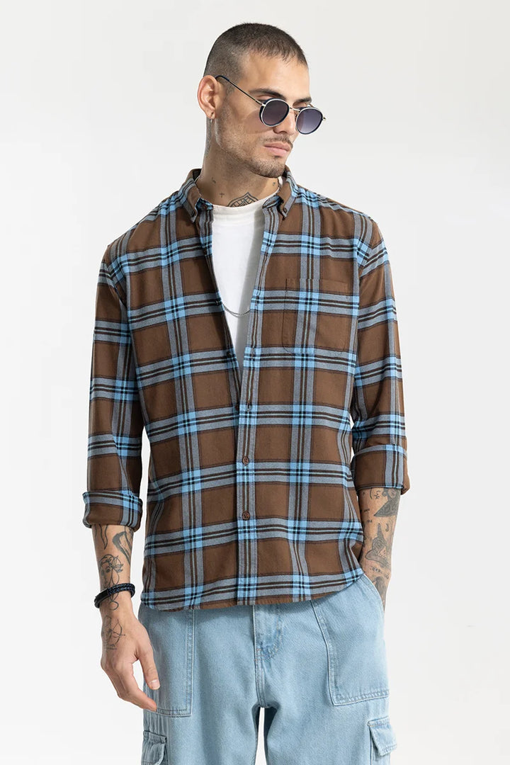 Fogey Caramel Brown Checks Shirt