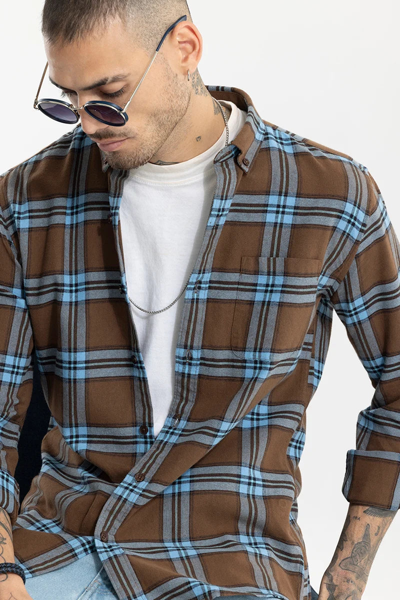 Fogey Caramel Brown Checks Shirt