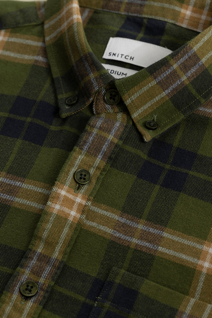 Fogey Olive Checks Shirt