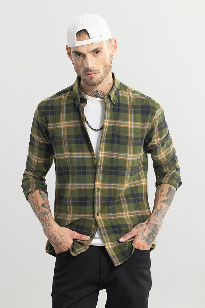 Fogey Olive Checks Shirt