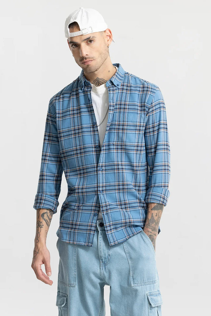 Fogey Sky Blue Checks Shirt