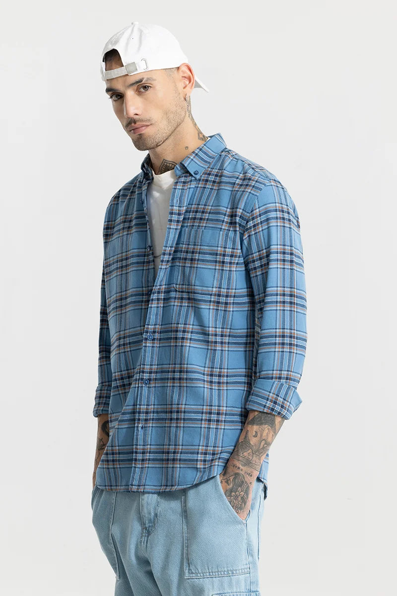 Fogey Sky Blue Checks Shirt