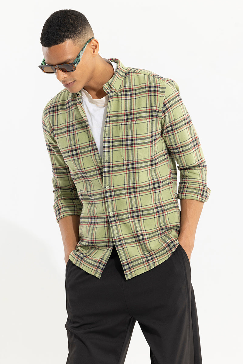 Fogey Light Green Checks Shirt