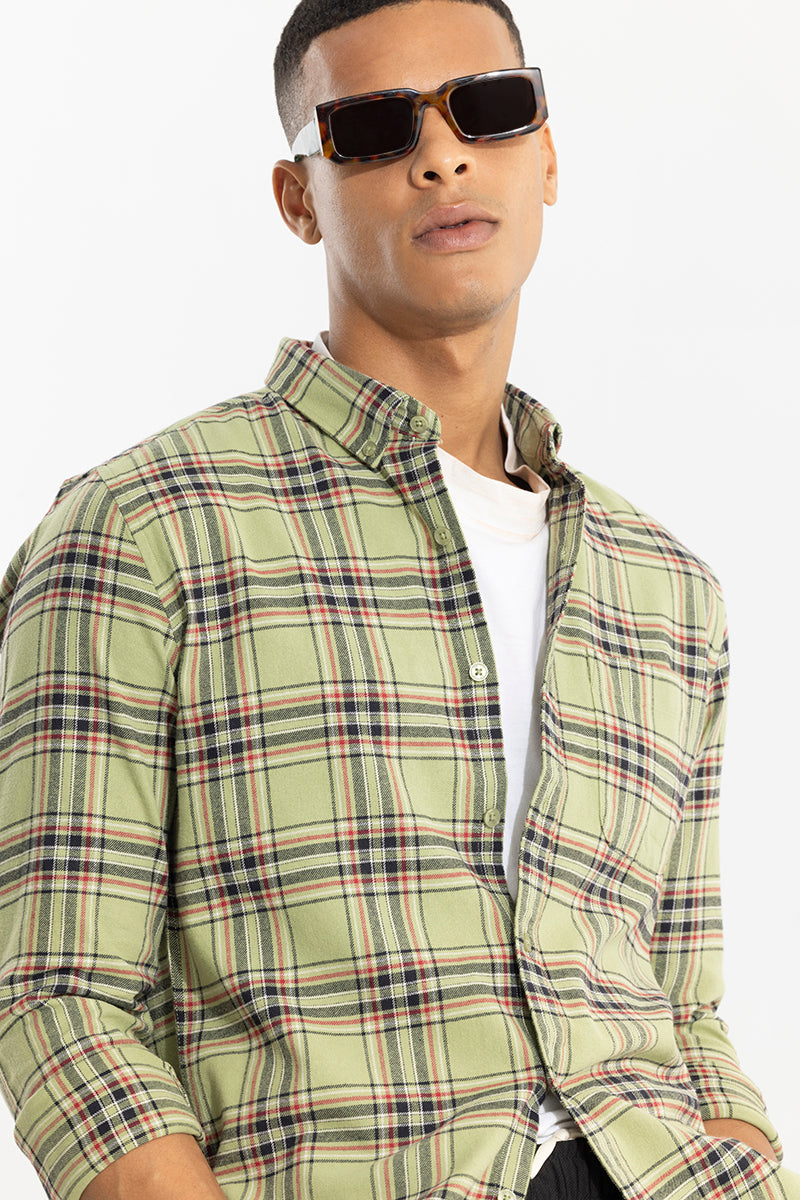 Fogey Light Green Checks Shirt