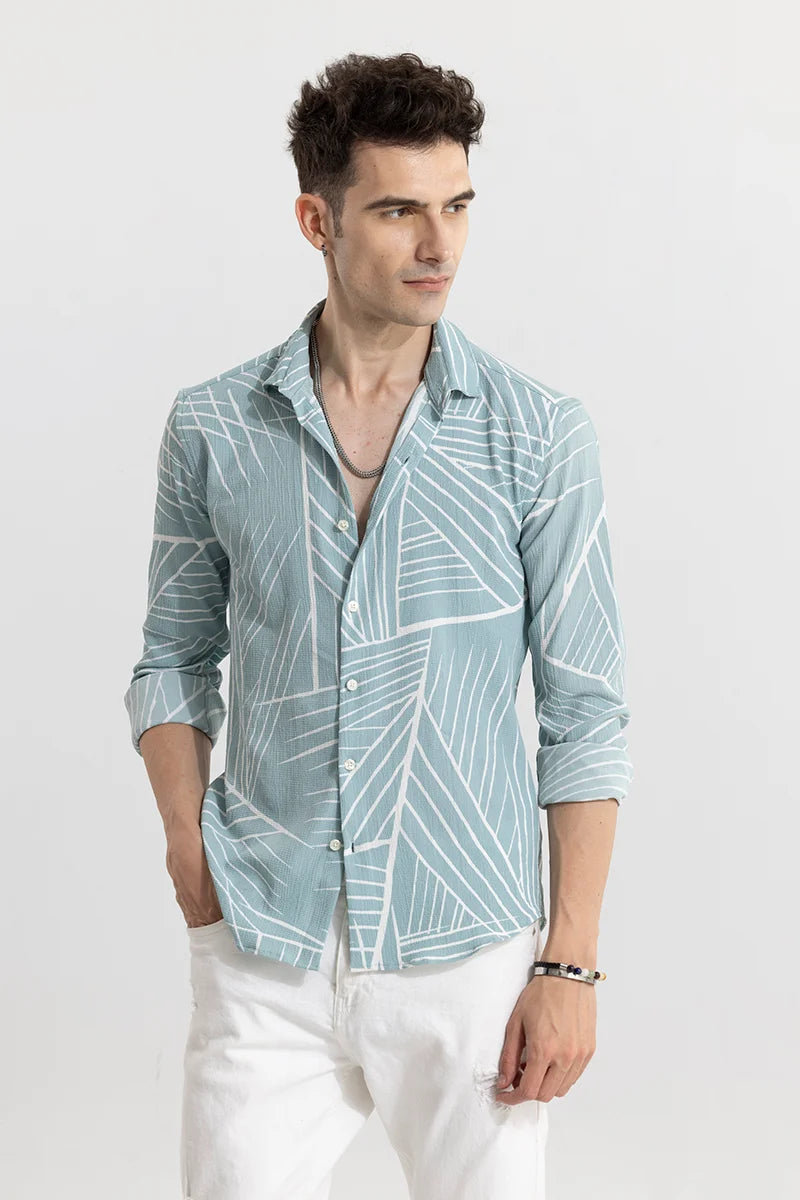 Buy Men's Congruent Triangle Aqua Green Shirt Online | SNITCH