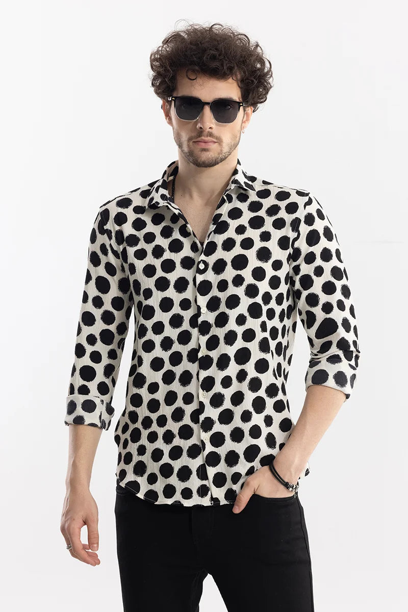 Speckled Print White Shirt