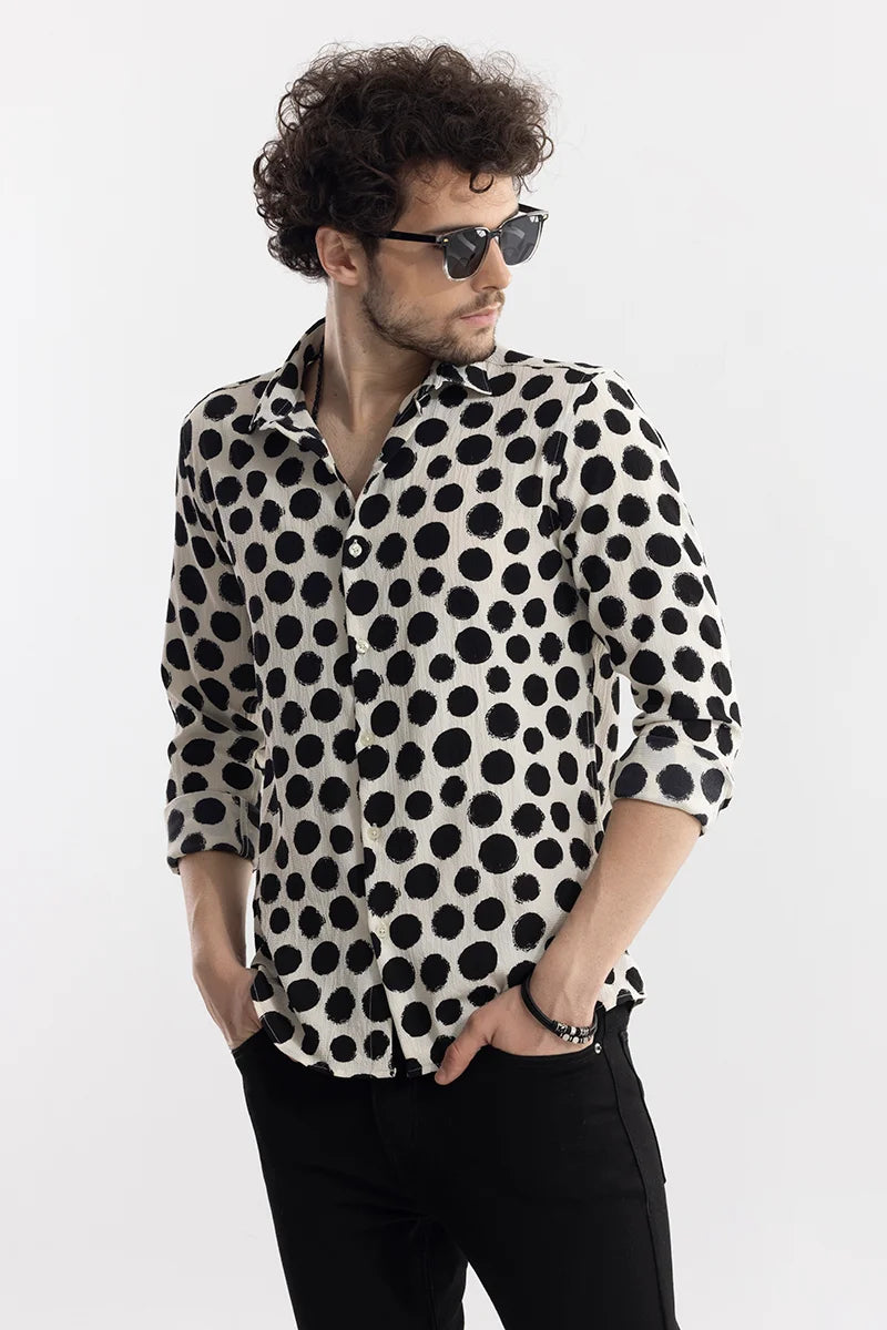 Speckled Print White Shirt